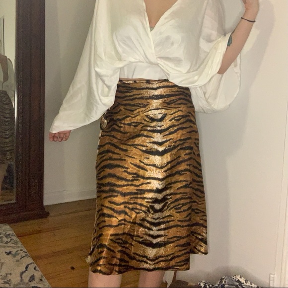 Tiger Print Midi Slip Skirt - Picture 2 of 6